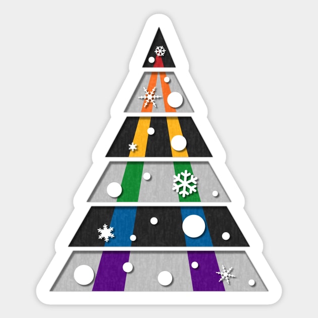 Minimalist Christmas Tree in LGBT Ally Pride Flag Colors Sticker by LiveLoudGraphics